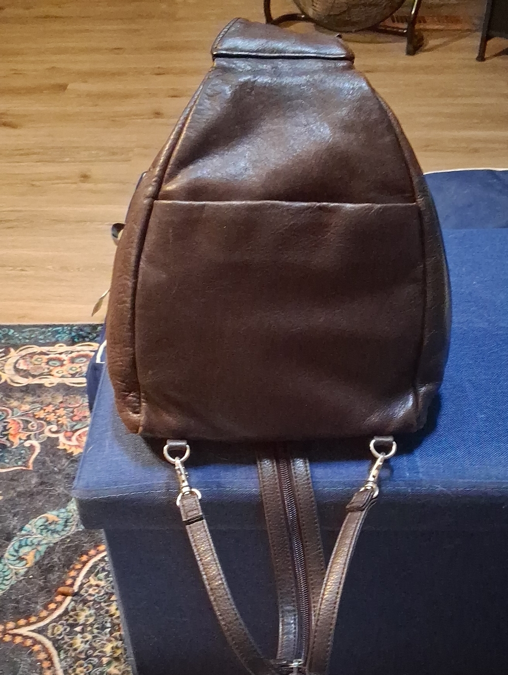 Nine West Unisex Brown Leather Sling Backpack - Classic Everyday Carry